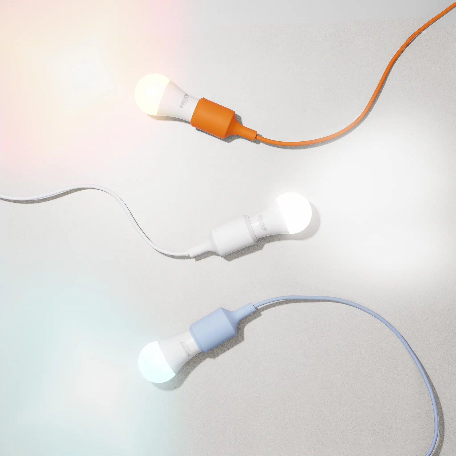All three Sunsy Shine bulbs — 2700K, 4000K, 5700K