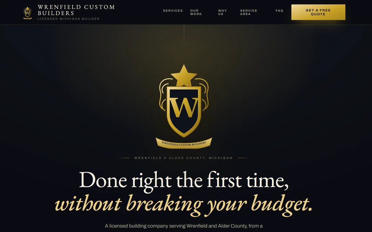 Contractor landing page: hero with the Price My Job wizard
